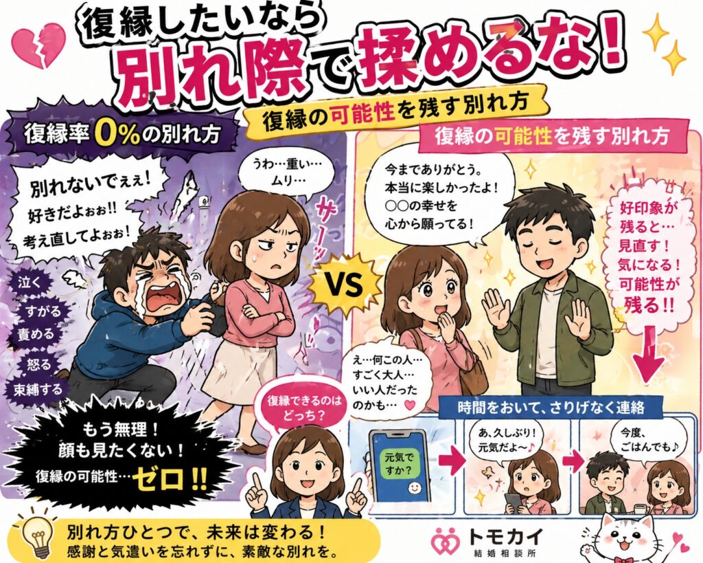 復縁の可能性を残す別れ方｜別れ際でやってはいけないこと