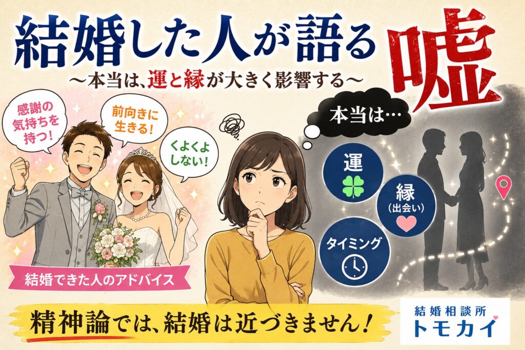 結婚した人のアドバイスは、半分くらい信用しない方がいい。