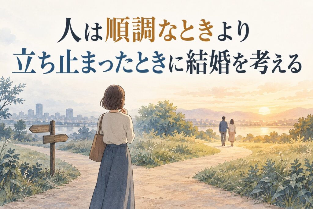 人は順調なときより、立ち止まったときに結婚を考える