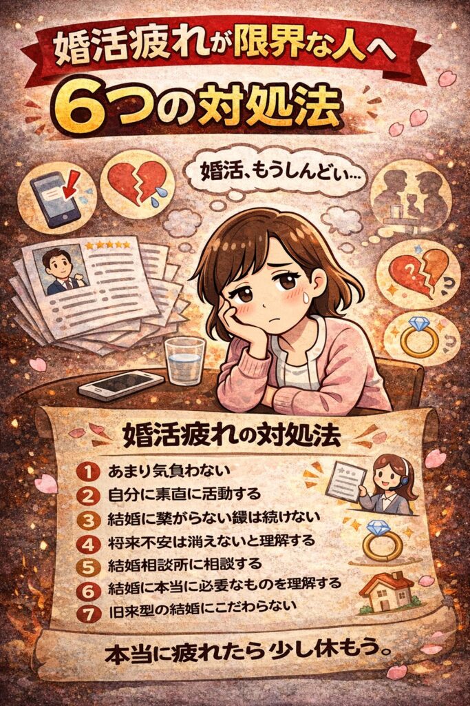 婚活疲れが限界な人へ|続けるべきか迷った時の7つの対処法