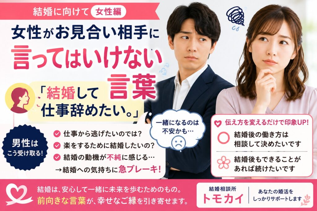 女性がお見合い相手に言ってはいけない言葉