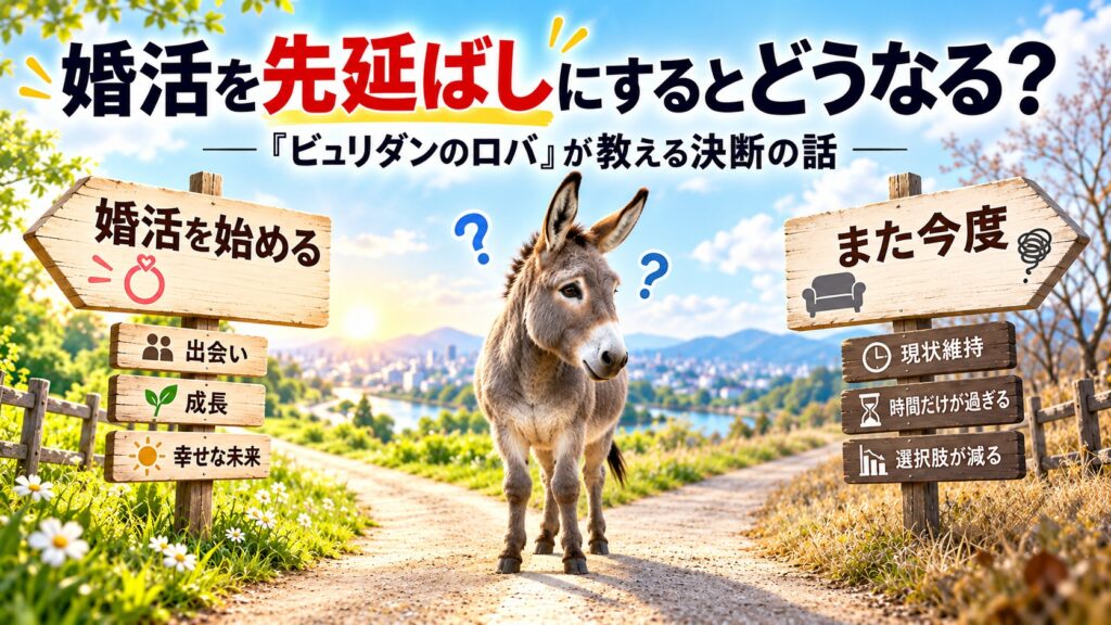 婚活を先延ばしにするとどうなる？｜「ビュリダンのロバ」が教える決断の話