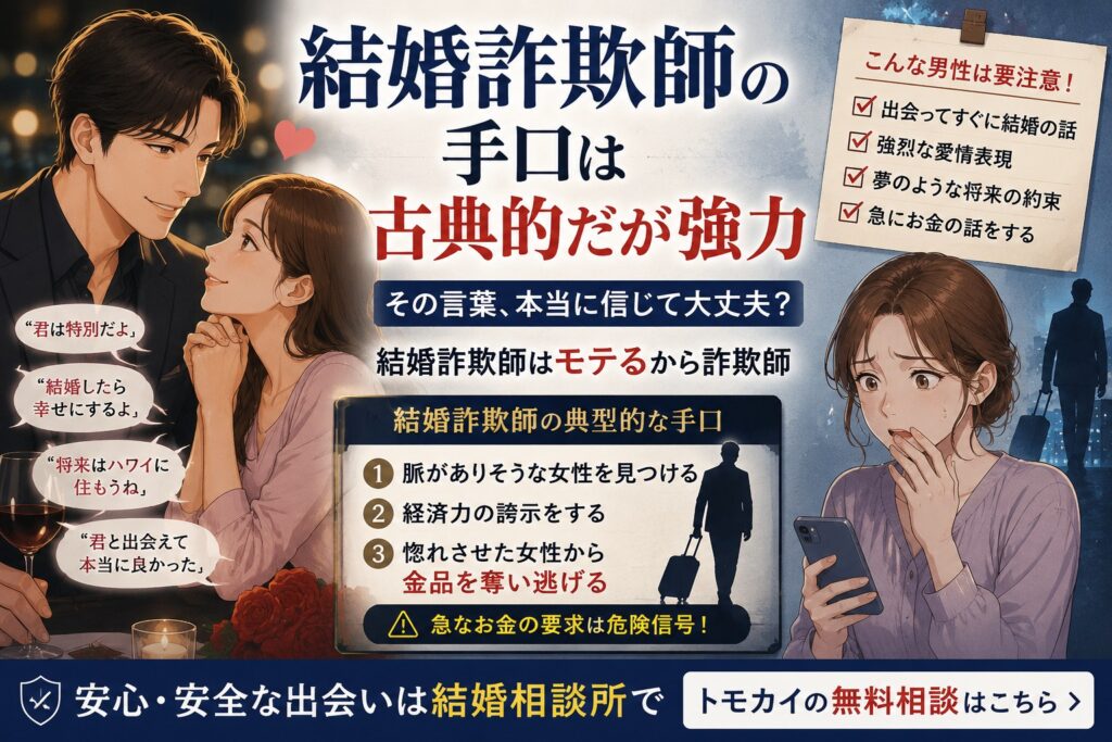 女性が騙される結婚詐欺師の共通点