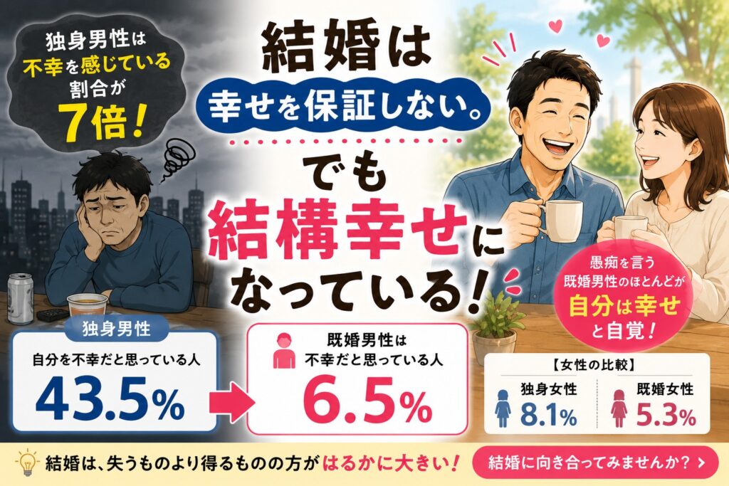 結婚は幸せを保証しない。でも結構幸せになる。