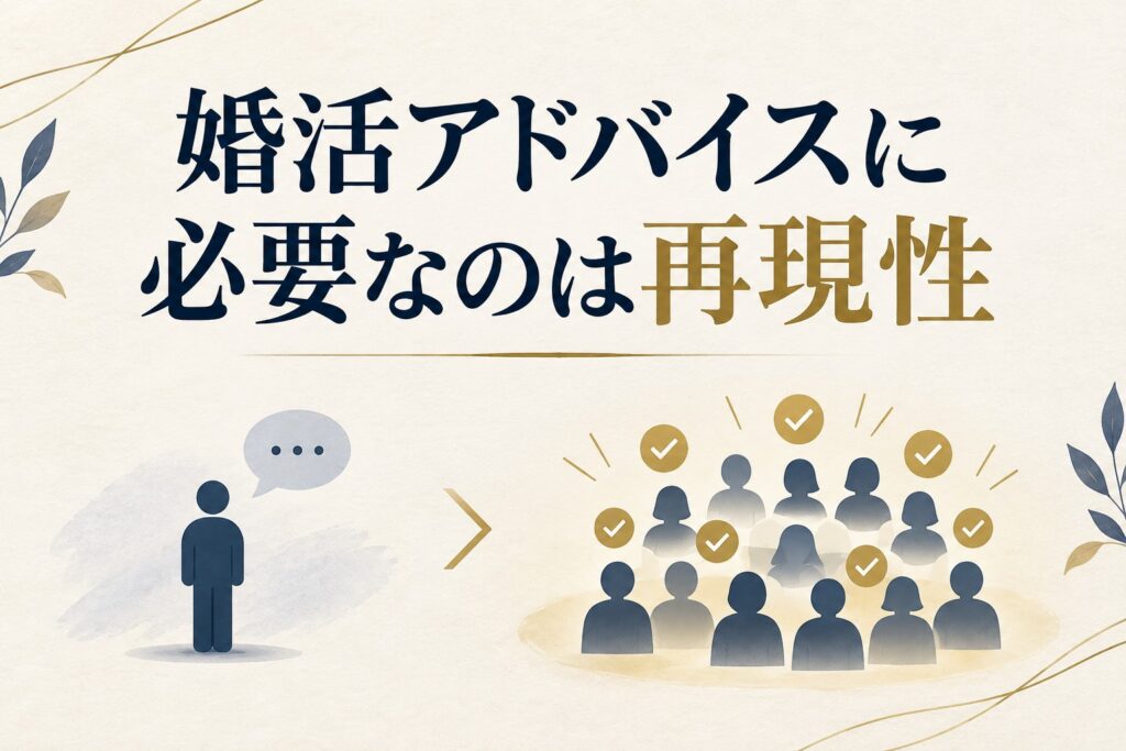 結婚相談所のアドバイスに必要なのは「再現性」
