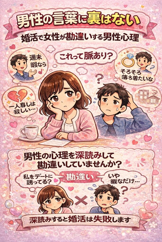 お見合い相手の男性の言葉に裏はない｜婚活で勘違いしやすい男性心理