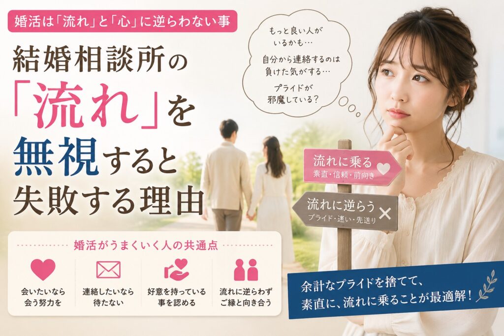 結婚相談所の「流れ」を無視すると失敗する理由｜婚活では素直さが最強です