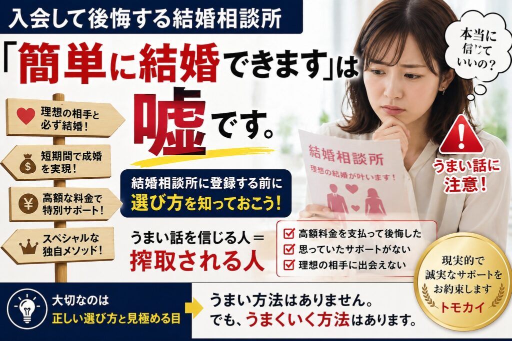 「簡単に理想の結婚」が怪しい理由｜入会して後悔する結婚相談所