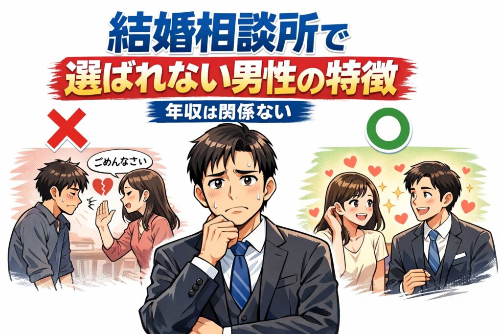 結婚相談所でモテない男性の特徴7選｜年収が高くても選ばれない理由